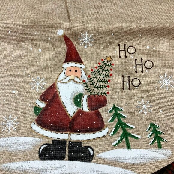 Large Santa Green Plaid Trim Wool Blend Tree Skirt Holiday Christmas Decor - Picture 1 of 12